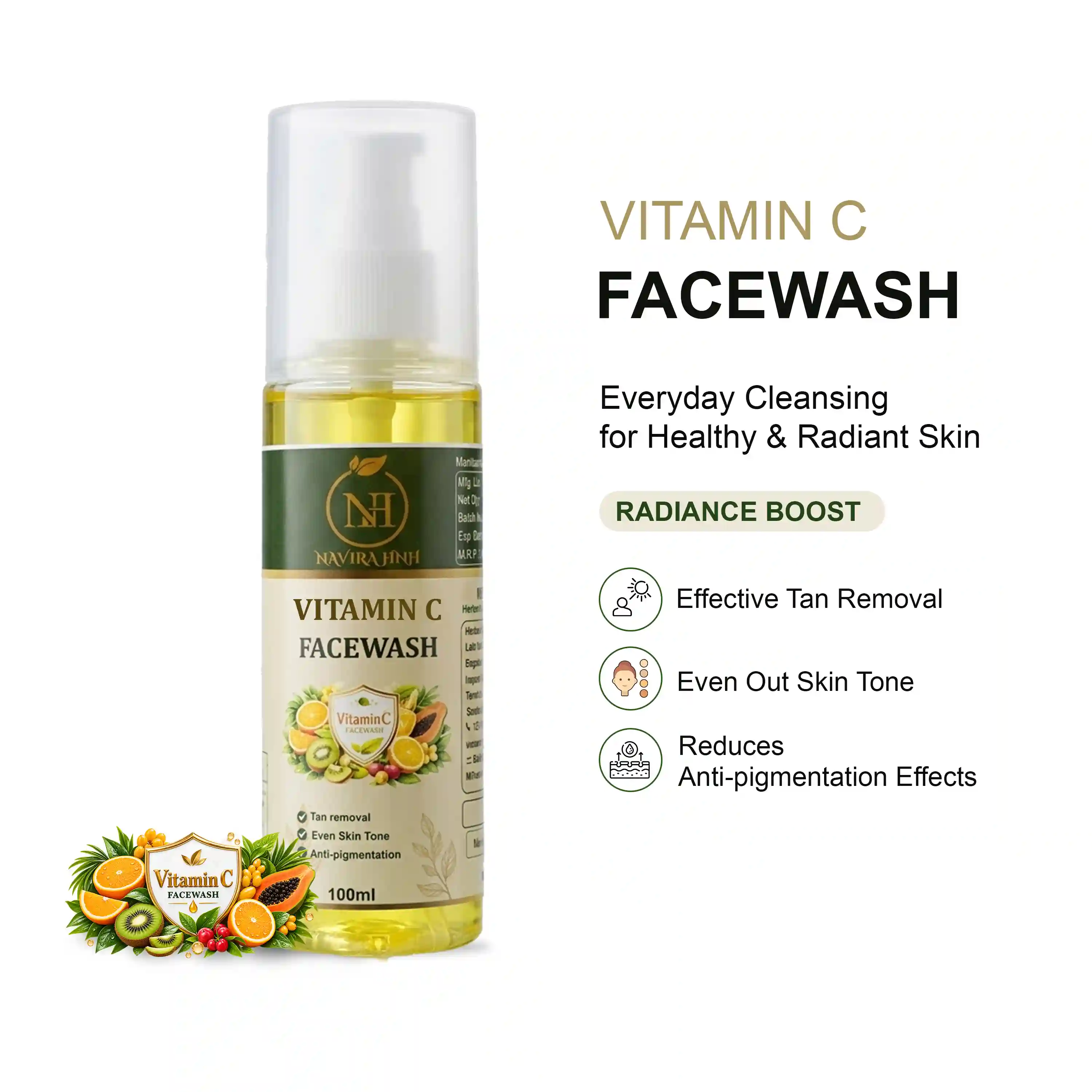 Vitamin C Brightening Face Wash | Deep Cleansing & Glowing Skin | Refreshing Facial Cleanser for All Skin Types